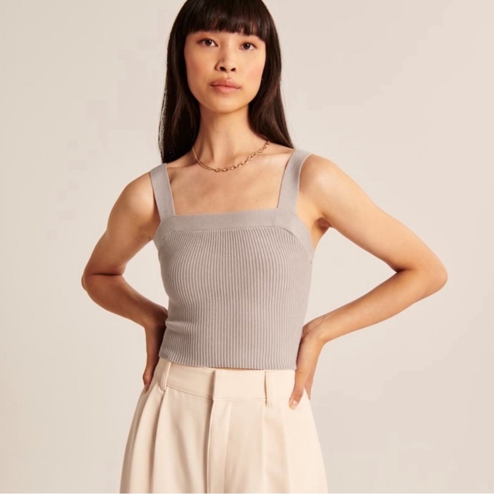 Abercrombie & Fitch Ribbed Sweater Tank in Cream